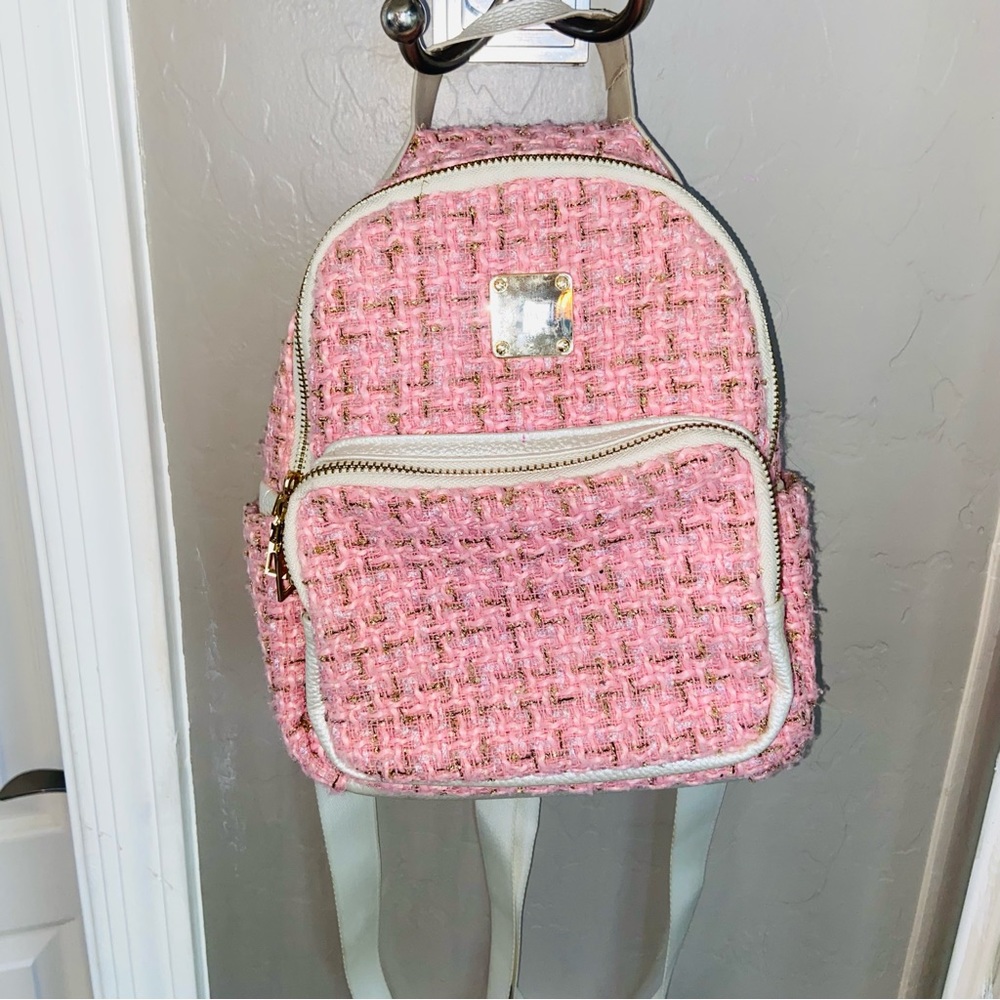 POPATU pink tweed mini backpack!
